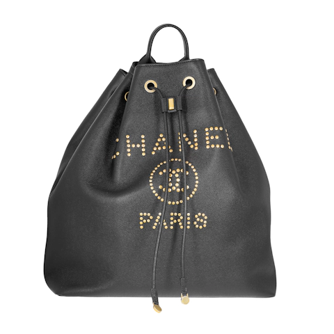 Image #1 Studded Caviar Deauville Backpack Large Black