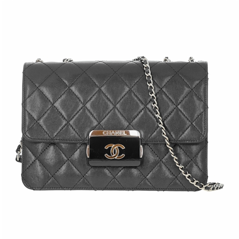 Image #1 Quilted Sheepskin Beauty Lock Flap Small Black