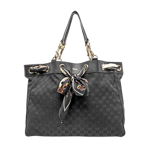 Image #1 GG Canvas Positano Tote Large Black