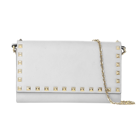 Image #1 Garavani Calfskin Rockstud Wallet on Chain Taupe