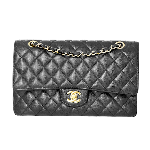 Image #1 Quilted Caviar Classic Double Flap Medium Black