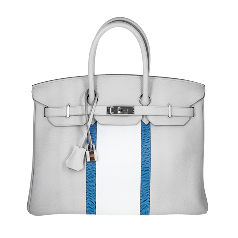 Image #1 Limited Edition Clemence Lizard Club Birkin 35 Gris Perle Mykonos