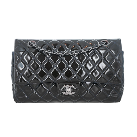 Image #1 Quilted Patent Classic Double Flap Medium Dark Green