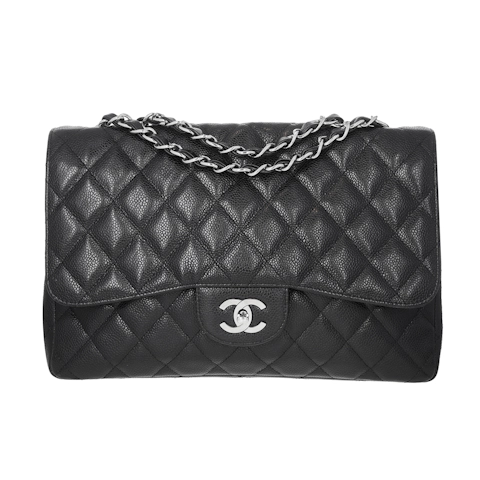 Image #1 Quilted Caviar Classic Single Flap Jumbo Black
