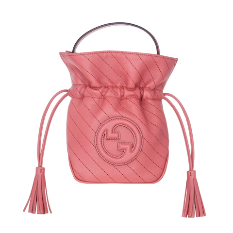 Image #1 Diagonal Stitch Calfskin Mini Blondie Bucket Bag Pink