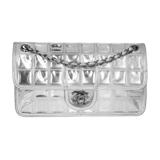 Image #1 PVC with Calfskin Ice Cube Flap Bag Medium Silver
