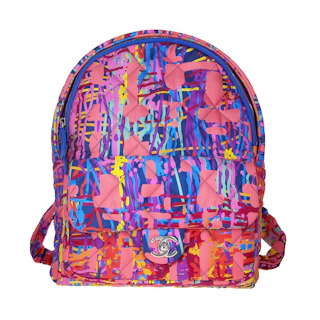 Image #1 Quilted Printed Nylon CC Foulard Pocket Backpack Medium Multicolor