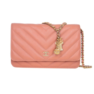 Image #1 Chevron Caviar Wallet On Chain Peach