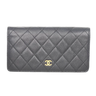 Image #1 Quilted Caviar Bifold Yen Wallet Black