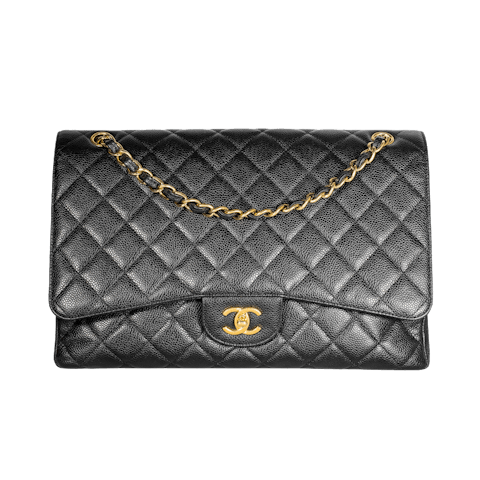 Image #1 Quilted Caviar Classic Single Flap Maxi Black
