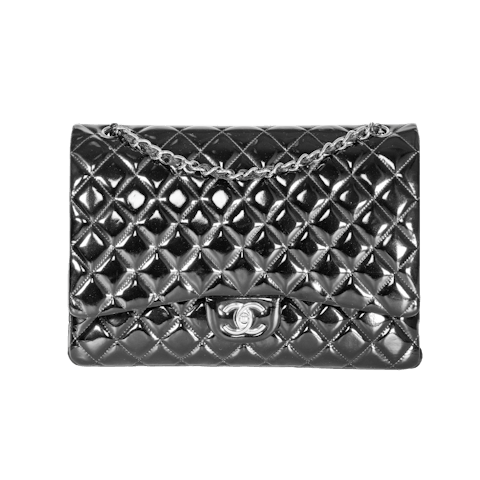 Image #1 Quilted Patent Classic Double Flap Maxi Black