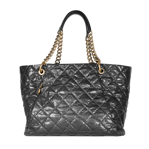 Image #1 Glazed Crumpled Caviar Pleats Tote Large Black