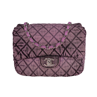 Image #1 Quilted Distressed Denim Denimpression Flap Small Purple