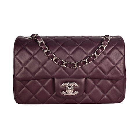 Image #1 Quilted Lambskin Classic Single Flap Mini Prune