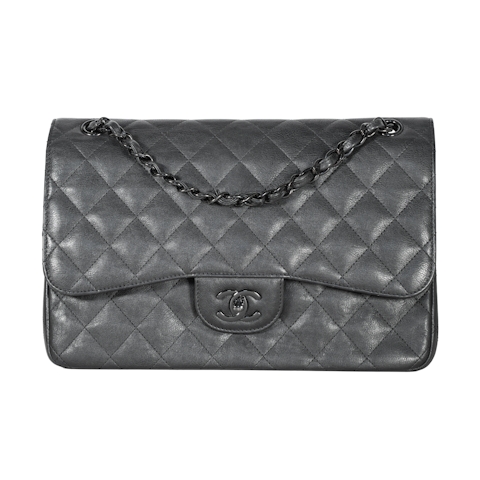Image #1 Quilted Calfskin So Black Classic Double Flap Jumbo Black