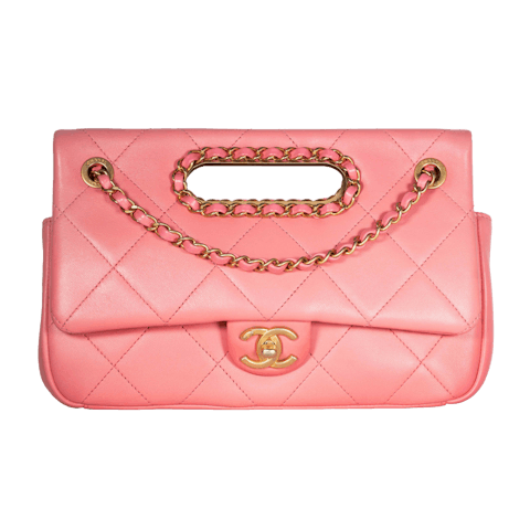 Image #1 Quilted Lambskin A Real Catch Flap Medium Pink