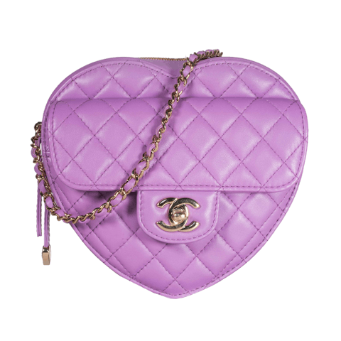 Image #1 Quilted Lambskin CC in Love Heart Bag Small Purple