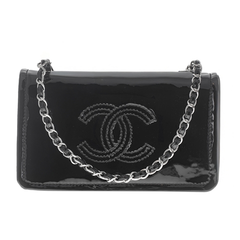 Image #1 Patent Vinyl Lipstick Flap Crossbody Mini Black